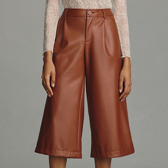 By Anthropologie Faux Leather Culottes new with tag nwT 12P - Picture 3 of 4